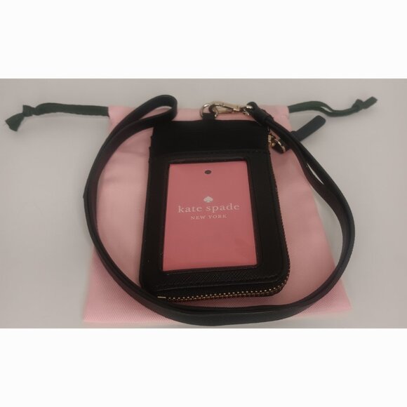 KATE SPADE NY BLACK MADISON CARD CASE LANYARD - Picture 5 of 8
